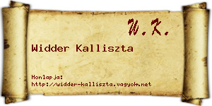 Widder Kalliszta névjegykártya